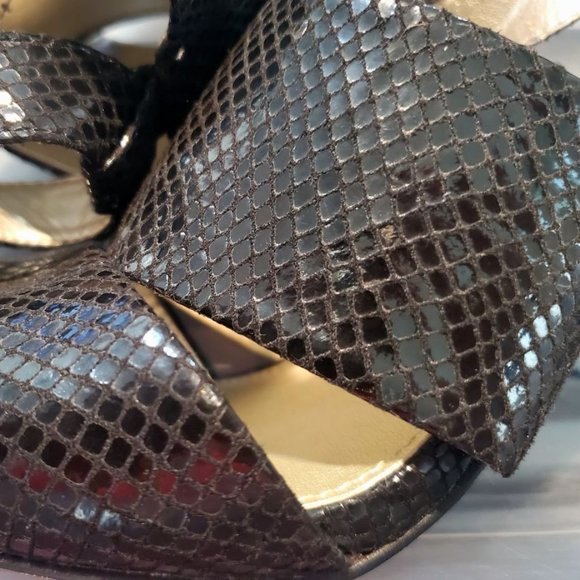 Anne Klein iflex Pumps- Black Snakeskin Pattern with Adjustable Ankle Strap - Picture 2 of 5